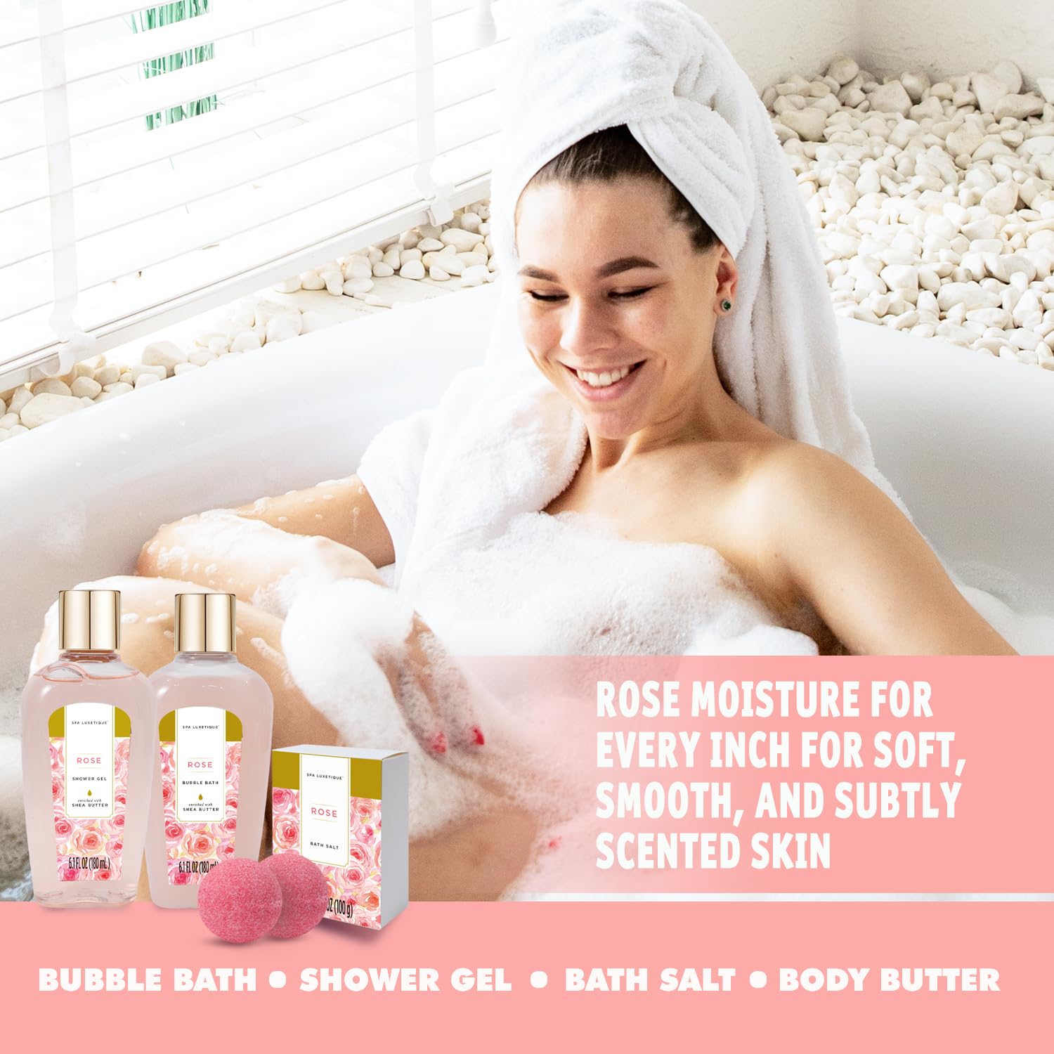 spa luxetique Spa Gift Baskets for Women - 10PCS Rose Bath Sets for Her Birthday,Mother's Day Gifts for Women,Mother,Wife,Girlfriend