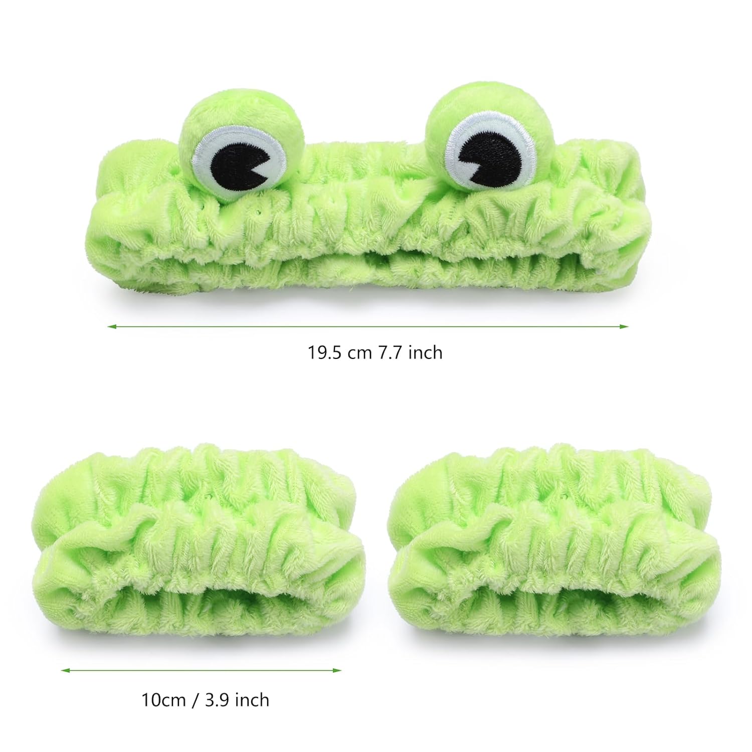 Soft Spa Headband and Wristbands for Face Washing, Cute Frog Makeup Headbands Elastic Skincare Hair Band Shower Head Wraps Hair Accessories for Women Girls