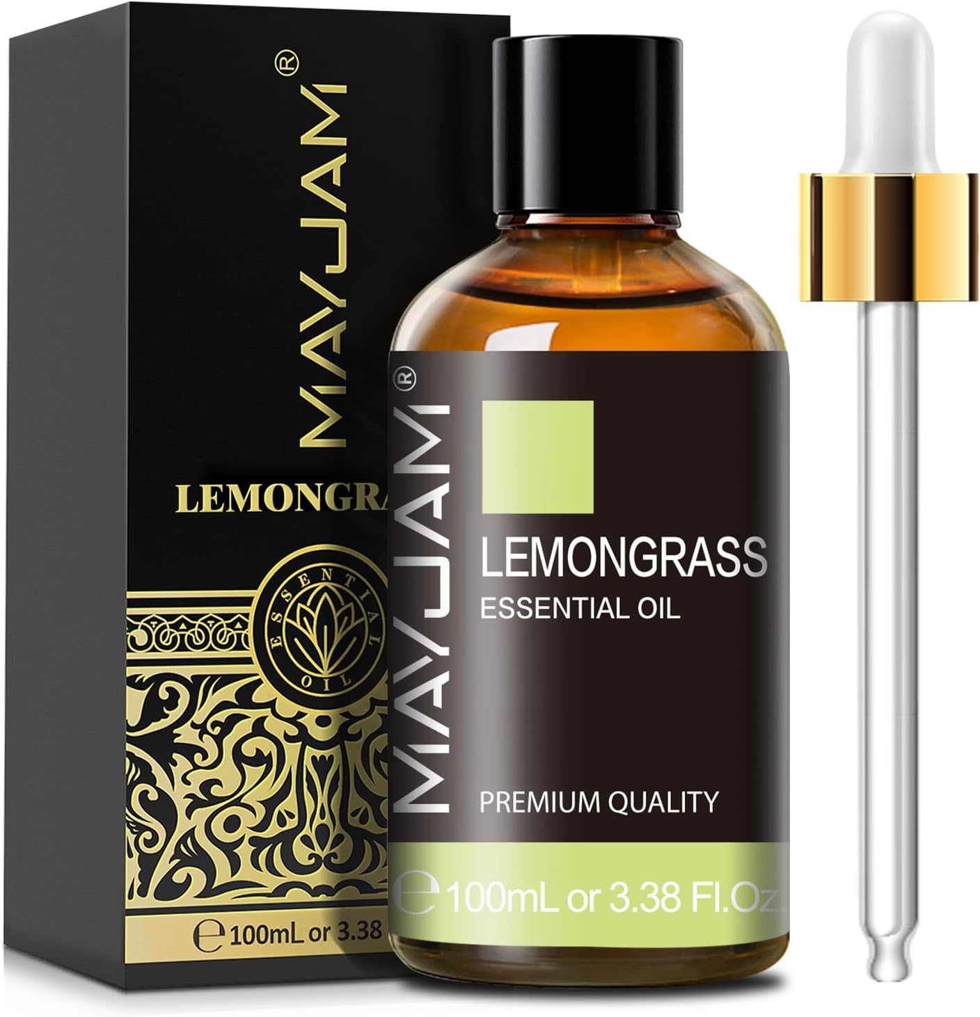 Lemongrass Essential Oil, 3.38fl.oz, MAYJAM Premium Essential Oils with Glass Dropper, Lemongrass Oil for Diffuser, Aromatherapy