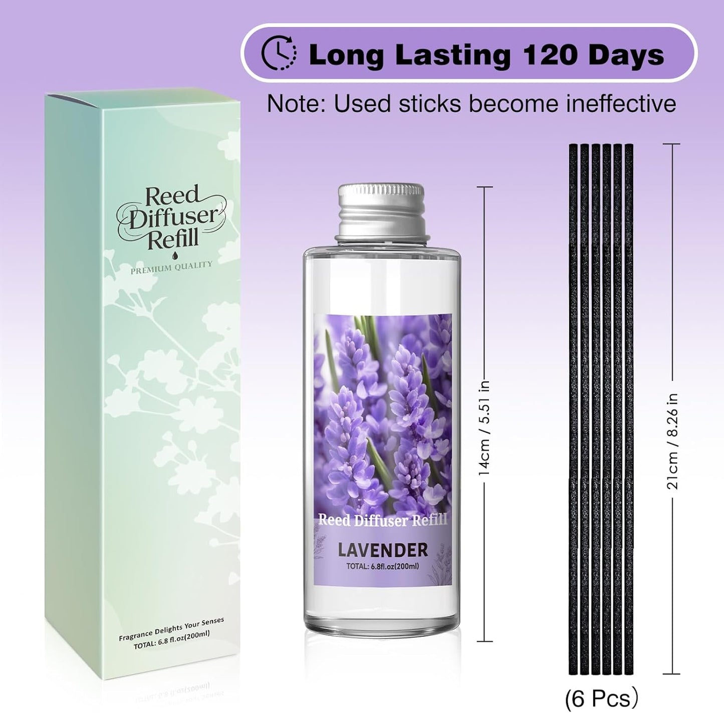SCENTORINI Reed Diffuser Oil Refill, Lavender Diffuser Oil 6.76 Fl Oz, Natural Scented Essential Oil Refill Long Lasting Summer Home Fragrance for Room Spa Aromatherapy Bathroom Home Decor