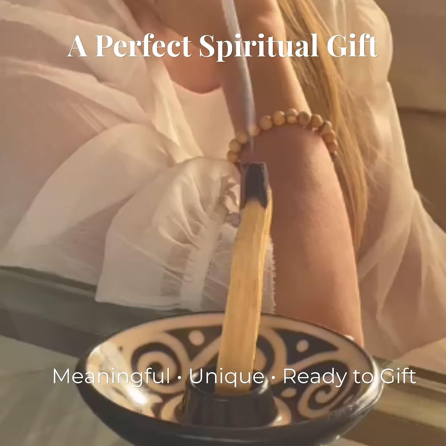 Energy Box: Palo Santo Incense Gift Set with 5 Palo Santo Sticks & Ceramic Holder, Spiritual Cleansing Kit for Energy Healing, Meditation & Relaxation, Handmade in Peru