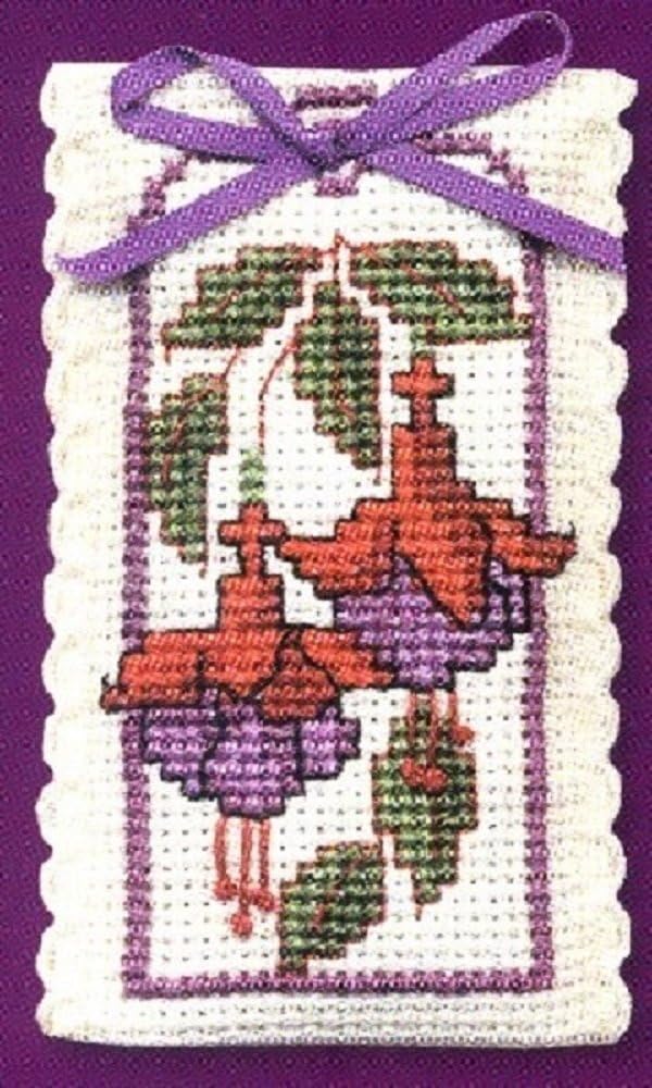 Lavender Sachet Counted Cross Stitch Kit - Fuchsias