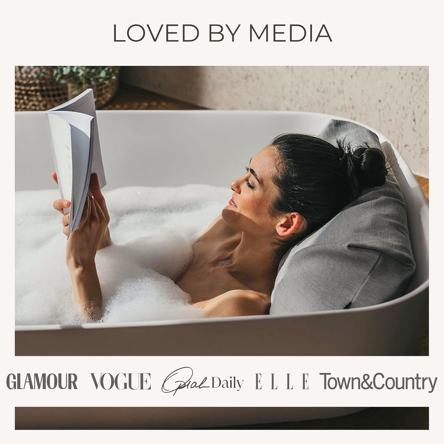 BADESOFA® Luxury Bath Pillow M - Lusciously Soft & Comfortable Tub Pillow for Bathtub - Washable & Quick-Drying Bath Back Pillow - Non-Slip Full Body Tub Pillow - Luxury Spa Cushion in Grey