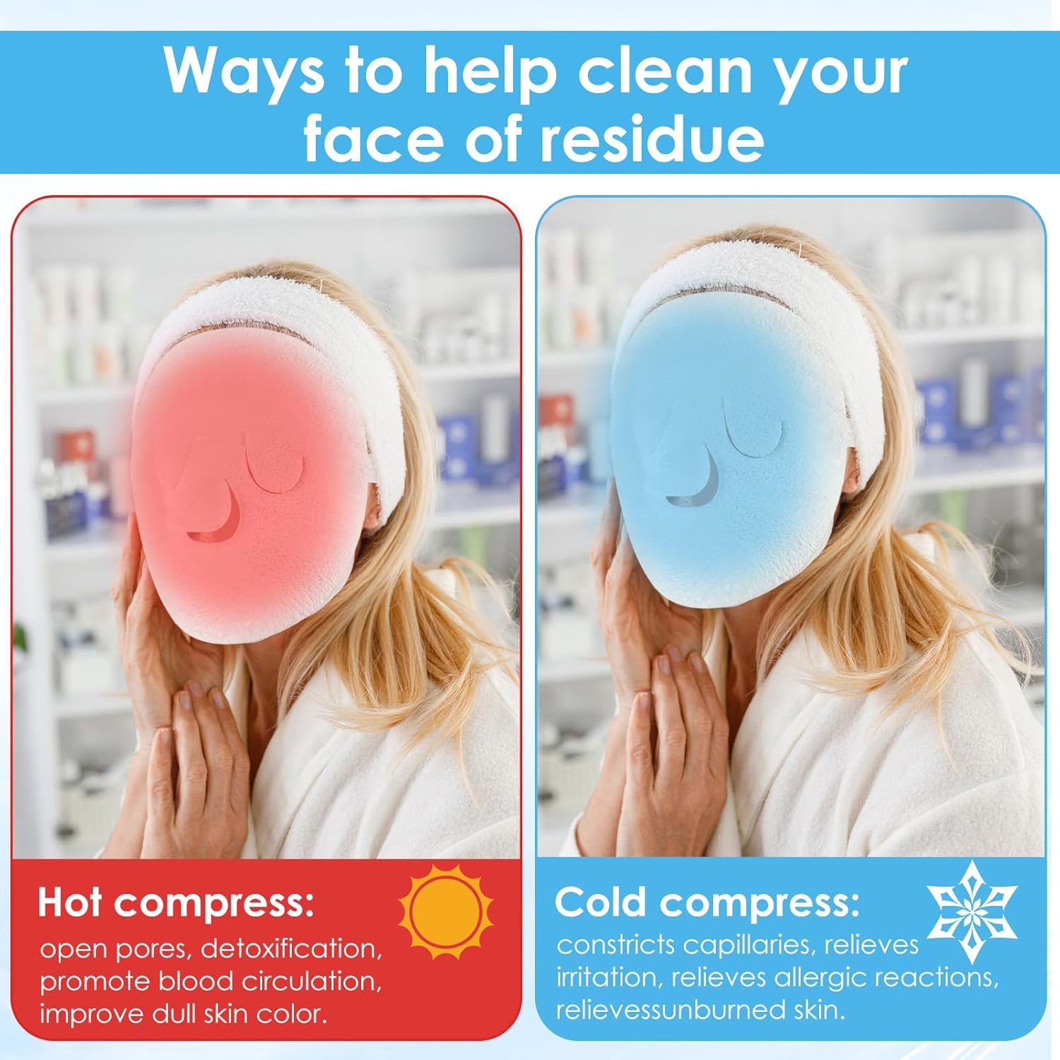 2 Pcs Face Masks Spa,Steam Mask,Face Towels Reusable Hot Compress Warm Compress for Faces Facial Steamer Towel for Hot Cold Skin Care Faces Steamer Beauty Facial Towel for Home Beauty Salon Women