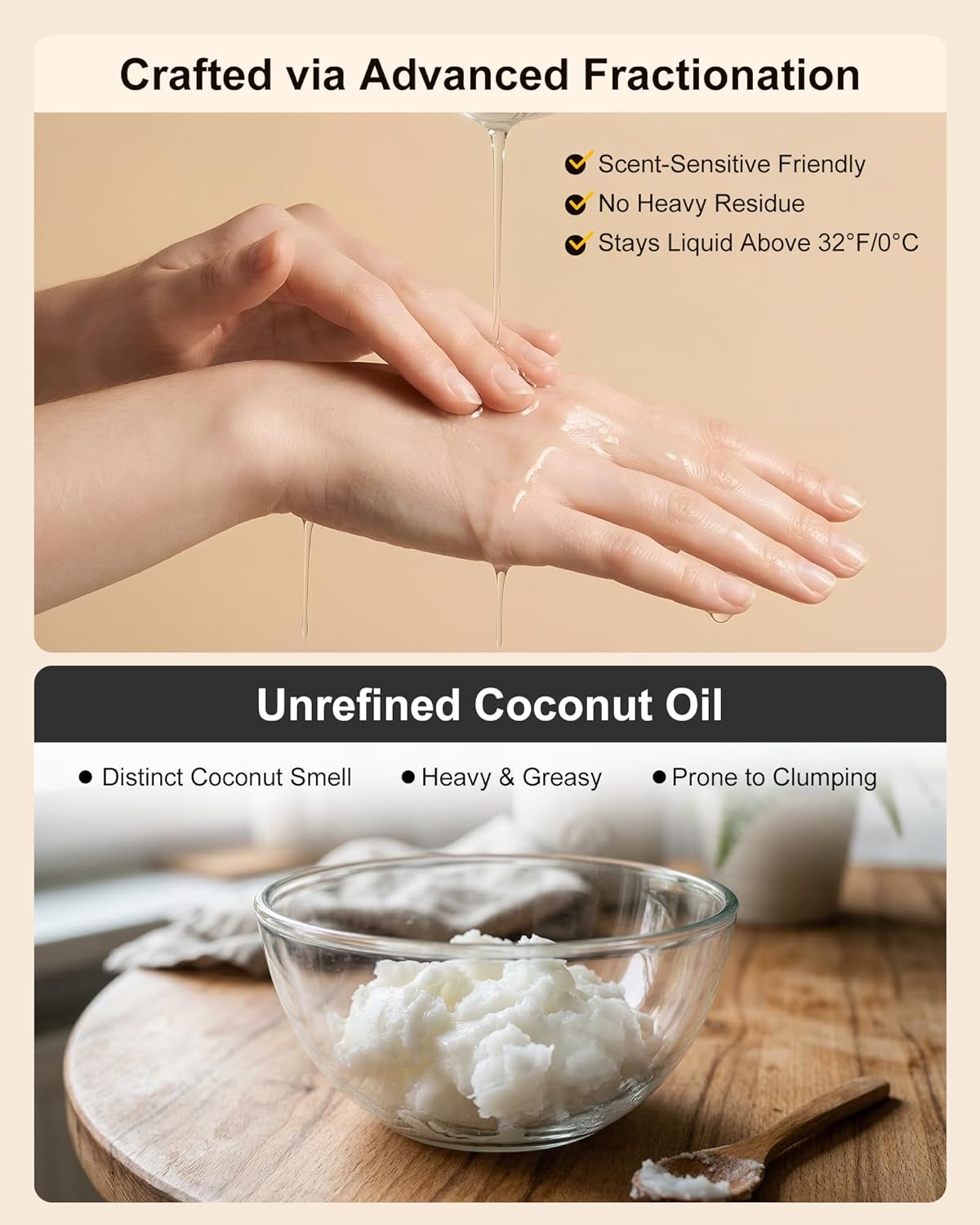 Organic Fractionated MCT Coconut Oil, 32 Fl Oz (2 x 16 Fl Oz), USDA Certified, 100% Pure & Natural Liquid Coconut Oil for Skin, Face, Body, Hair & Scalp, Lightweight Carrier Oil, Massage Oil