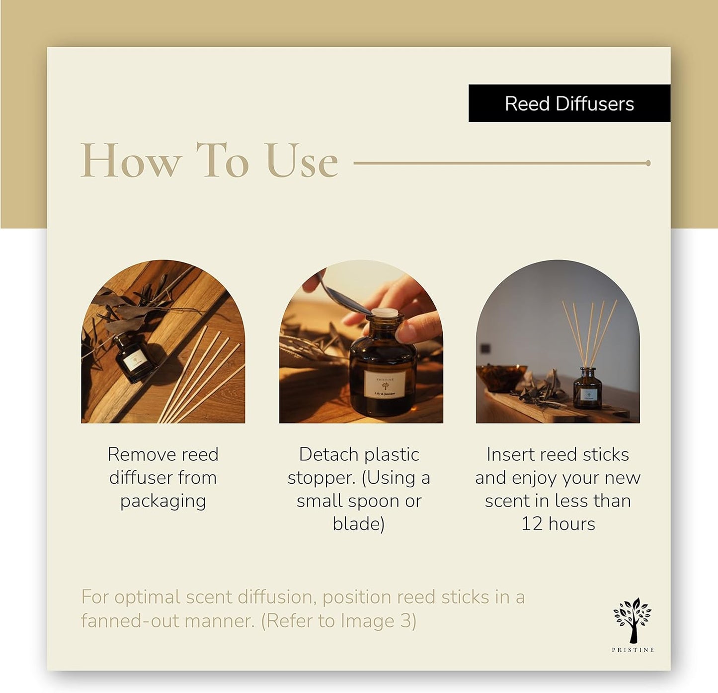 PRISTINE Sakura Reed Diffuser for Home | Cherry Blossom Flower Sakura Oil Diffuser & Reed Diffuser Sticks with Essential Oil Reed Diffuser Set | Home & Office | Perfect Blend for Calming & Restoring