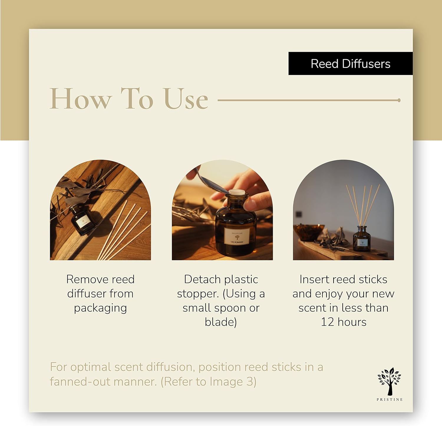 PRISTINE Sakura Reed Diffuser for Home | Cherry Blossom Flower Sakura Oil Diffuser & Reed Diffuser Sticks with Essential Oil Reed Diffuser Set | Home & Office | Perfect Blend for Calming & Restoring