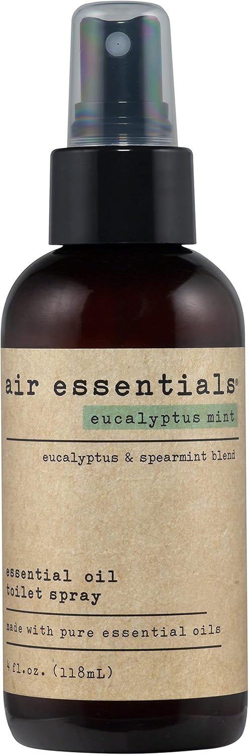 Air Essentials 4 oz Essential Oil Toilet Spray - Eliminate Bathroom & Toilet Odors with Pure Essential Oils - Air Freshener Made with Clean Plant-Derived Ingredients (Eucalyptus Mint)