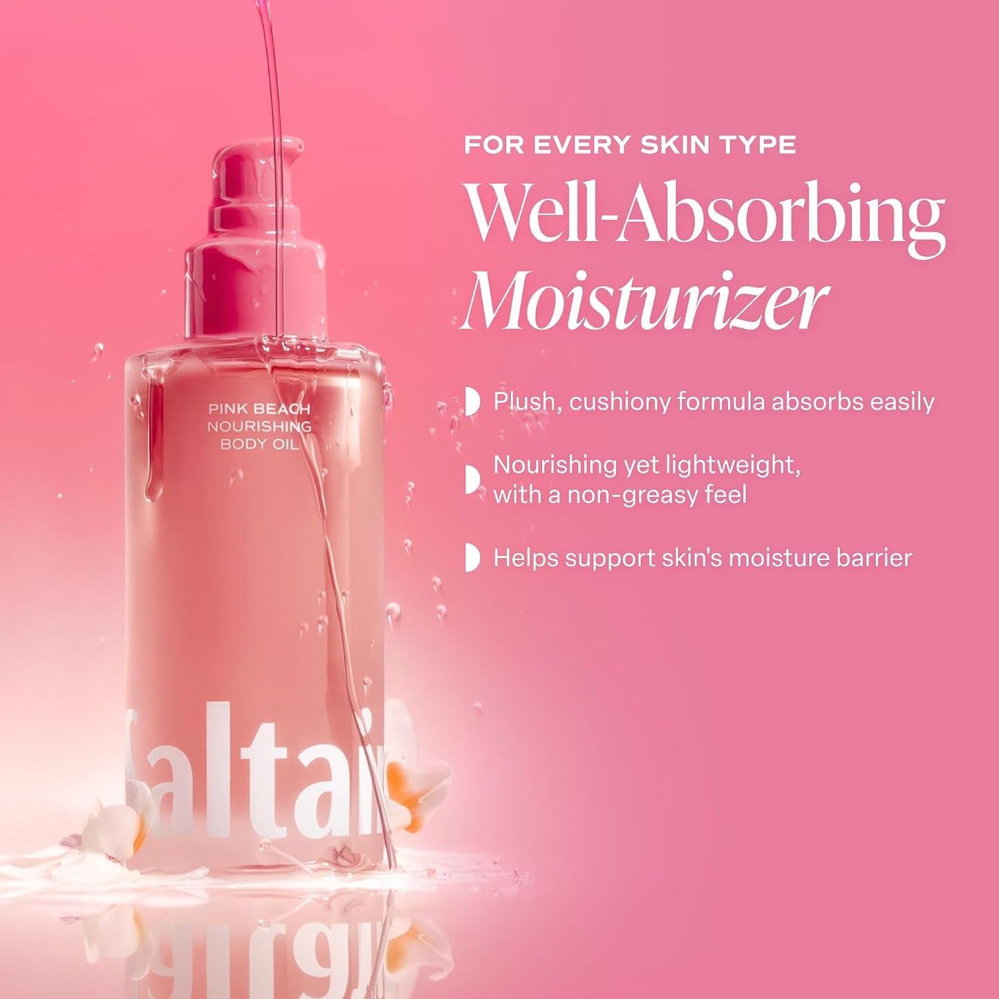 Saltair Body Oil – Silky After Shower and Bath Dry Oil for Women and Men – Non-Greasy, Well-Absorbing Moisturizer for Hydrating Dry Skin – Pink Beach Scent, 4oz