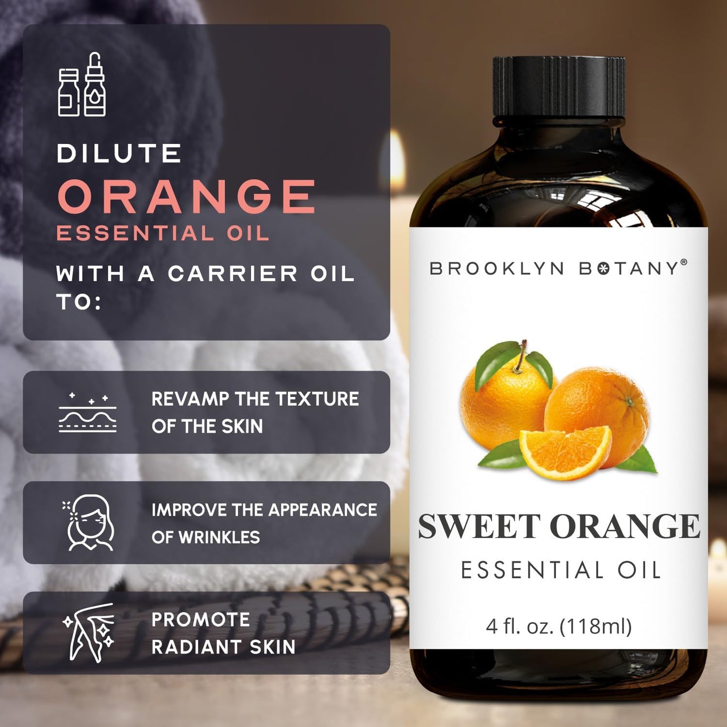Brooklyn Botany Peppermint & Sweet Orange Essential Oils – 4 Fl Oz (Pack of 2) – 100% Pure & Natural – Uplifting & Refreshing Aromatherapy Oils