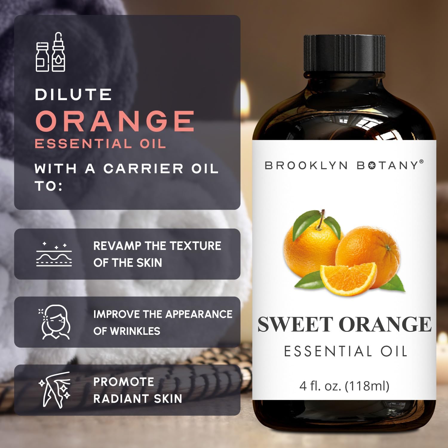 Brooklyn Botany Sweet Orange & Frankincense Essential Oils – 4 Fl Oz (Pack of 2) – 100% Pure & Natural – Uplifting & Grounding Aromatherapy Blend