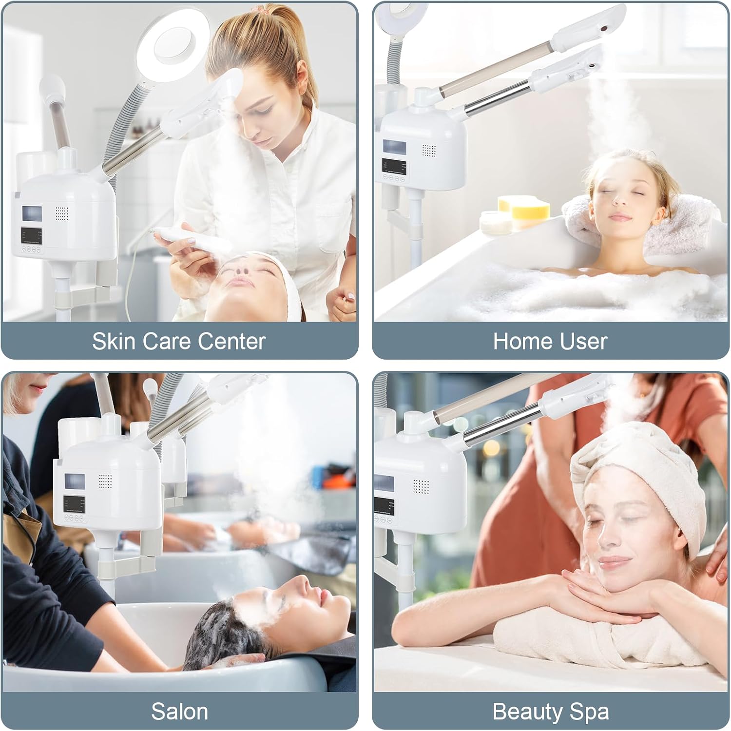 VARIPOWDER 3 in 1 Professional Facial Steamer for Face with Hot & Cold Nozzle 5X Magnifying Lamp Face Steamer for Esthetician vaporizador Facial Use at Home or Spa