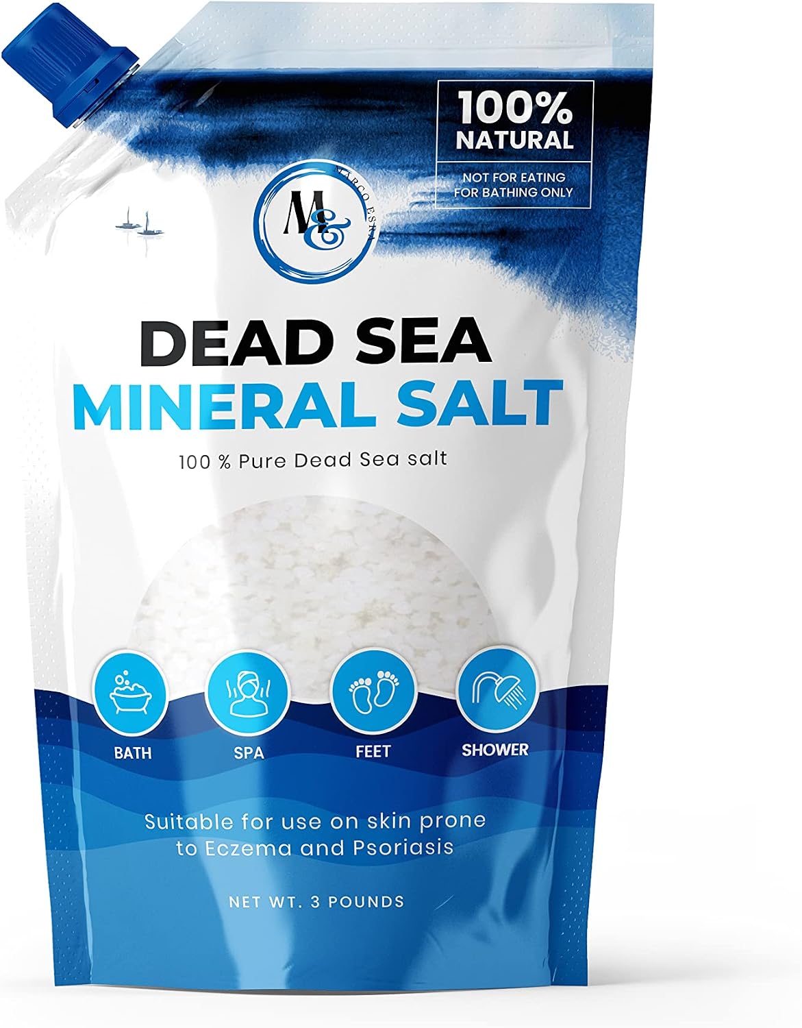 Dead Sea Salt for Bath & Foot Soak – Magnesium Bath Salt, Mineral Salt for Stress Relief & Skin Care – More Minerals Than Epsom Salt – Pure Unscented Fine Grain Bath Salts for Men & Women