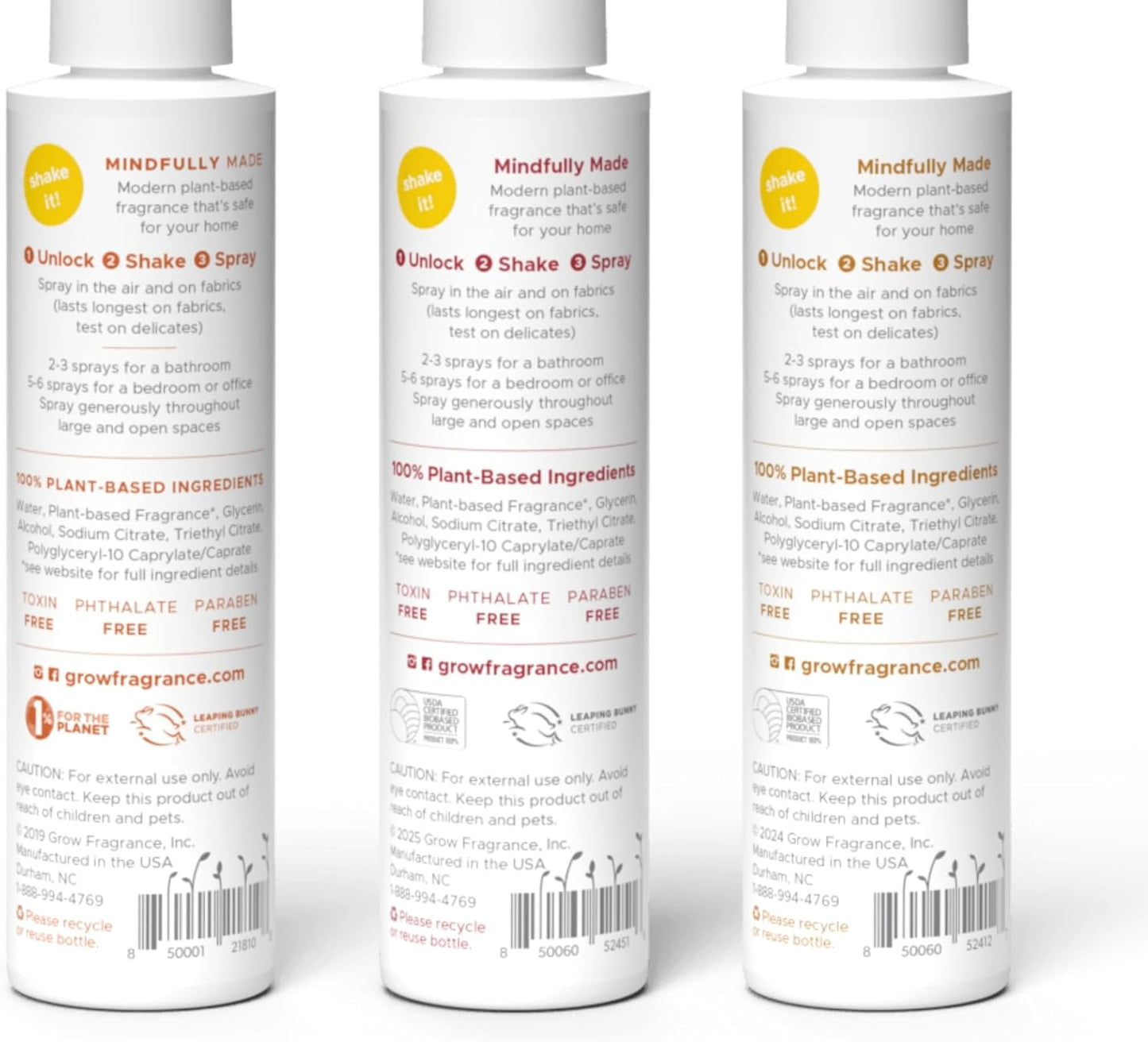 Grow Fragrance Certified Non Toxic, 100% Plant Based Fabric and Room Air Freshener Spray. Made with All Natural Essential Oils | Summer 3 Pack (Coconut Soleil, Cabana, Coastal Tide) 3 x 5oz
