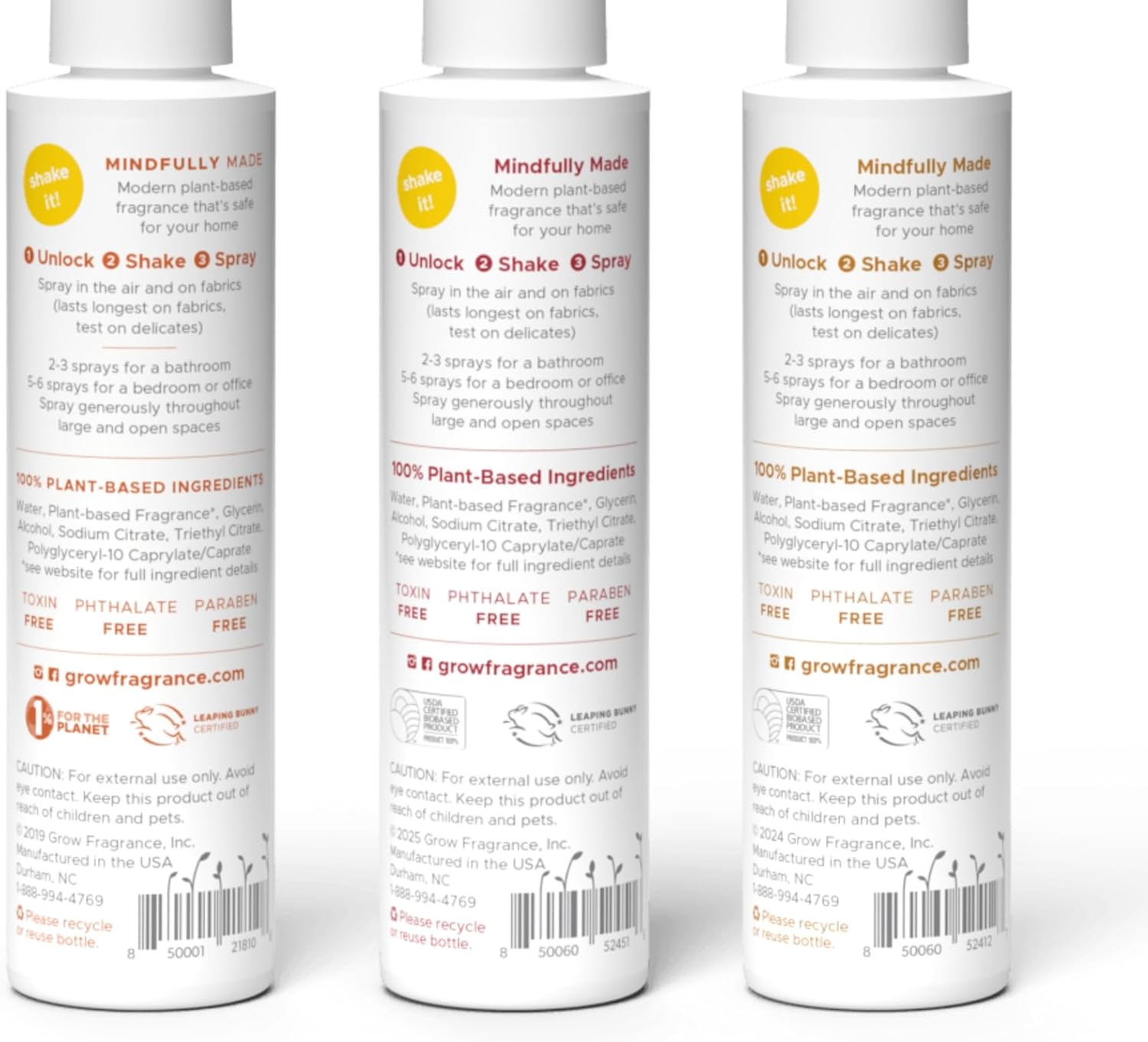 Grow Fragrance Certified Non Toxic, 100% Plant Based Fabric and Room Air Freshener Spray. Made with All Natural Essential Oils | Summer 3 Pack (Coconut Soleil, Cabana, Coastal Tide) 3 x 5oz