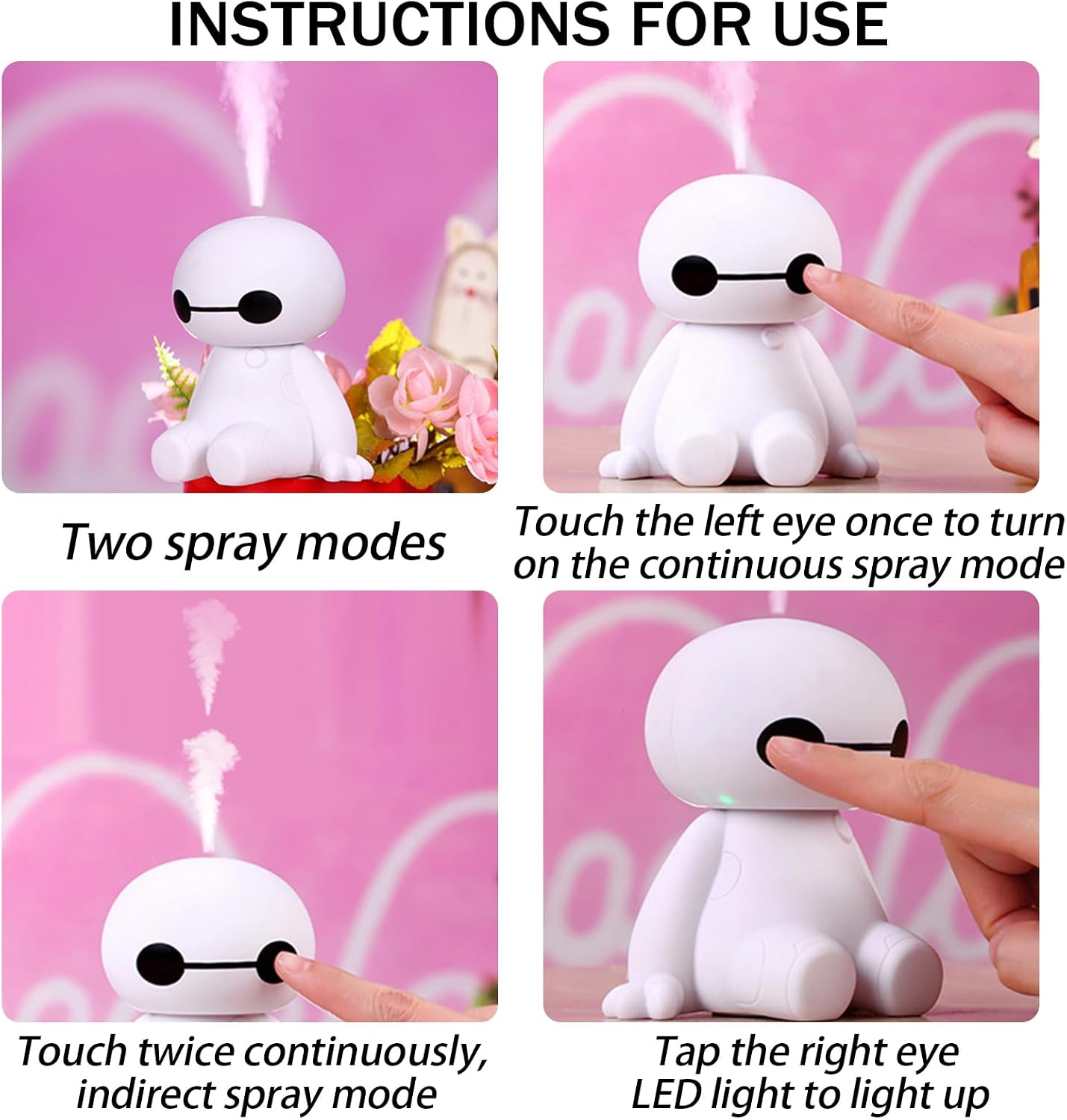 INVODA Humidifiers Portable Small Cool Mist Humidifiers Mini USB Personal Desktop for Travel, Car, Office Room, Bedroom (White)