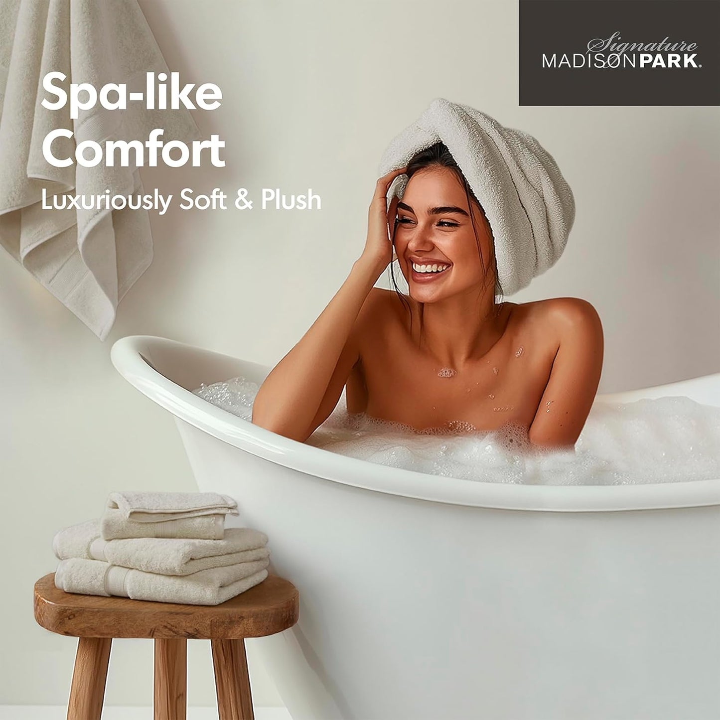 Madison Park 800GSM Bath Sheet Towel Oversized 34" x 68" 2 Pack 100% Cotton Bath Towel Set Highly Absorbent Hotel Spa Quality for Bathroom, Natural