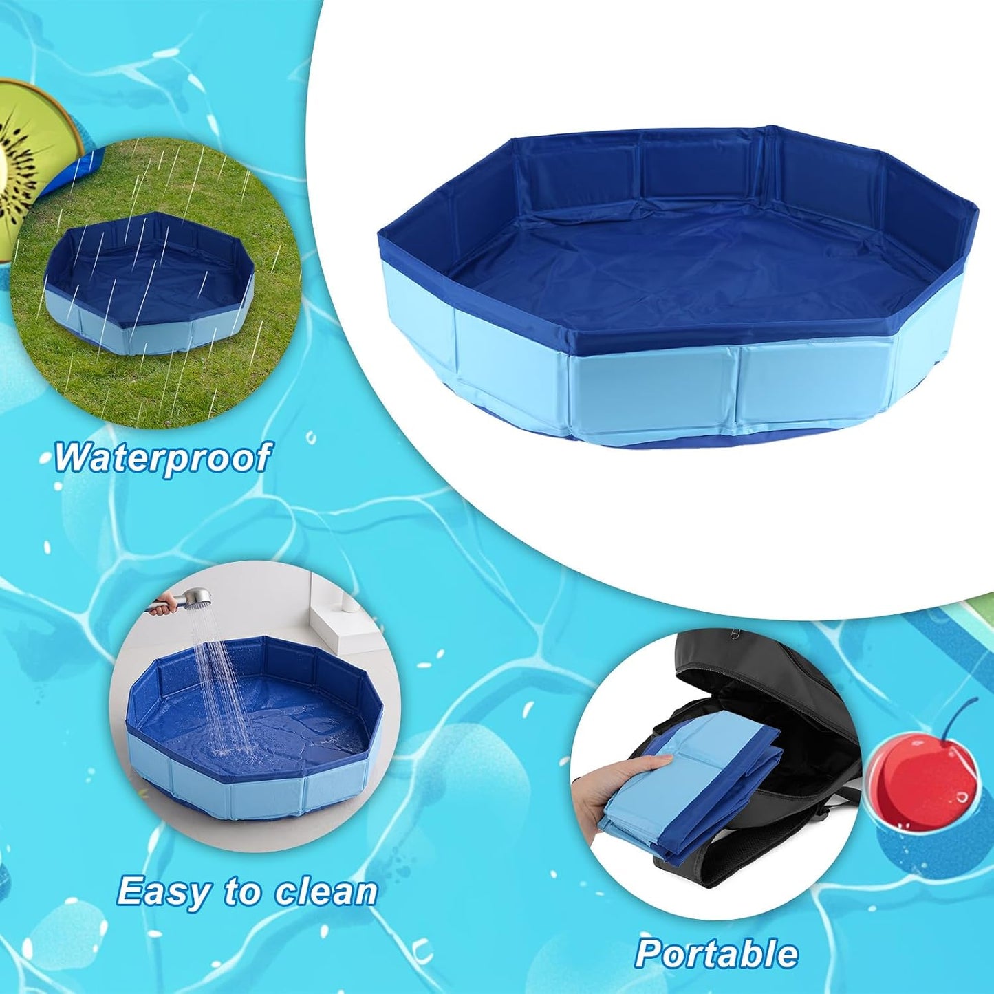 Pool Foot Bath - Inflatable-Free and Foldable, Collapsible Foot Bath Tray Basin for Pool Entry Ladder Portable Clean Feet Wash Basin for Beach Ground Swimming Tiny Pools Hot Tub Spas (Blue)