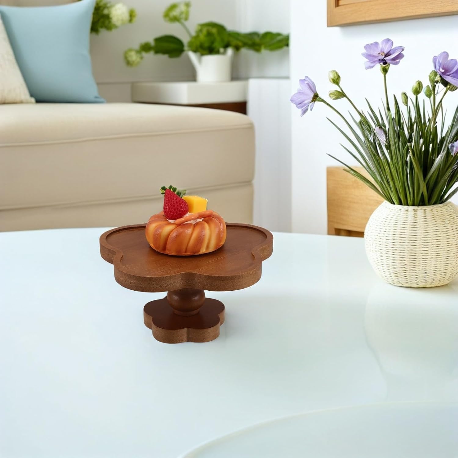 SUPVOX Wood Aromatherapy Candle Tray with Footed Base, 17x9cm French Floral Pattern Decorative Jewelry Organizer and Trinket Dish for Home Décor