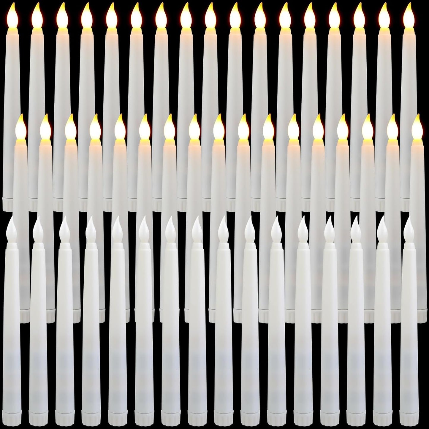 Baquler 50 Pcs 8.5 Inch LED Flameless Taper Candles Bulk Battery Operated Taper Candles Flickering Candlesticks for Wedding Church Valentines Day Table Decoration