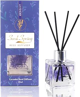 Reed Diffuser Set with Sticks Lavender Aromatherapy Oil Scent Diffuser for Home Office Bathroom Decoration Perfume and Gifts 50ml/1.7 oz