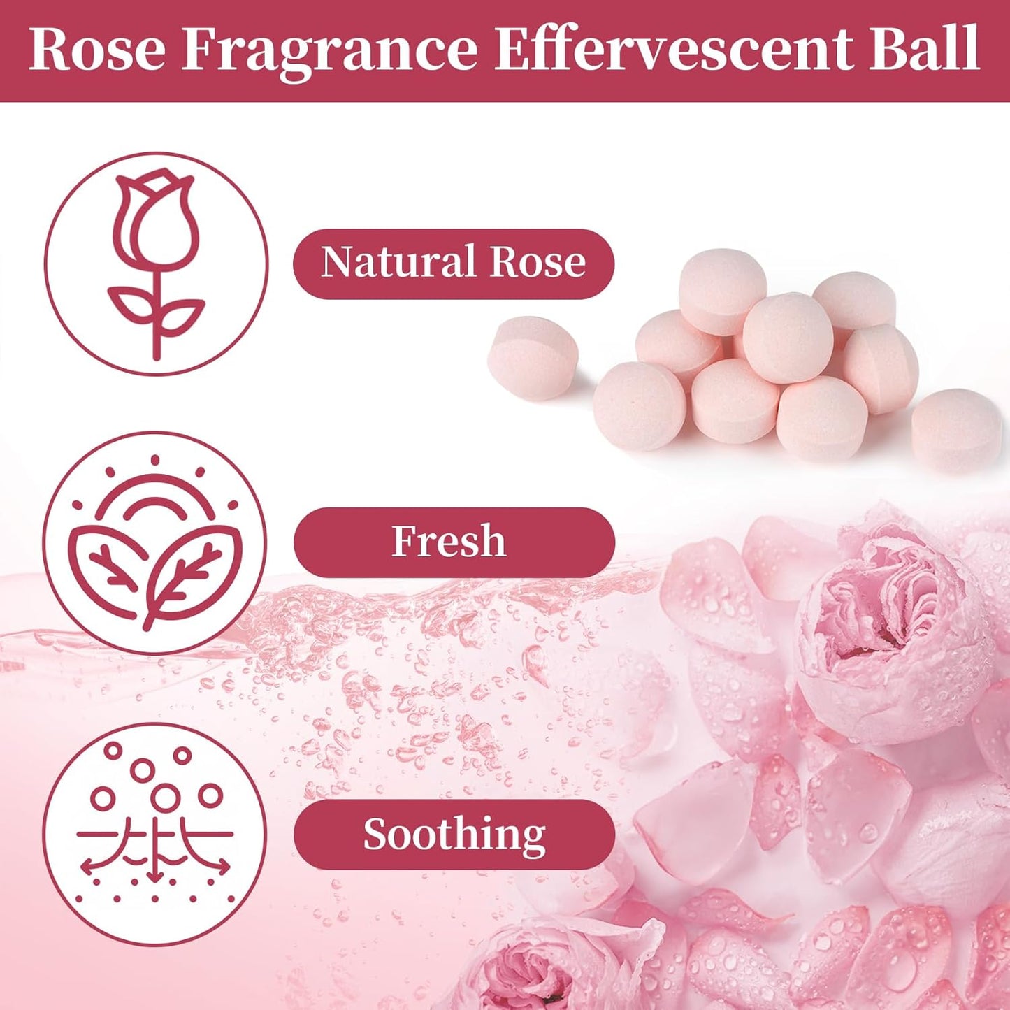 Manicure Spa Balls 8oz -Rose Soak Balls Moisturizing Tablets Cuticle Soften Bombas Efervescentes Para Pedicure Spa Nail Supplies Tools for Hand Soak Pedicure Soak Nail Care Nail Salon（80count）
