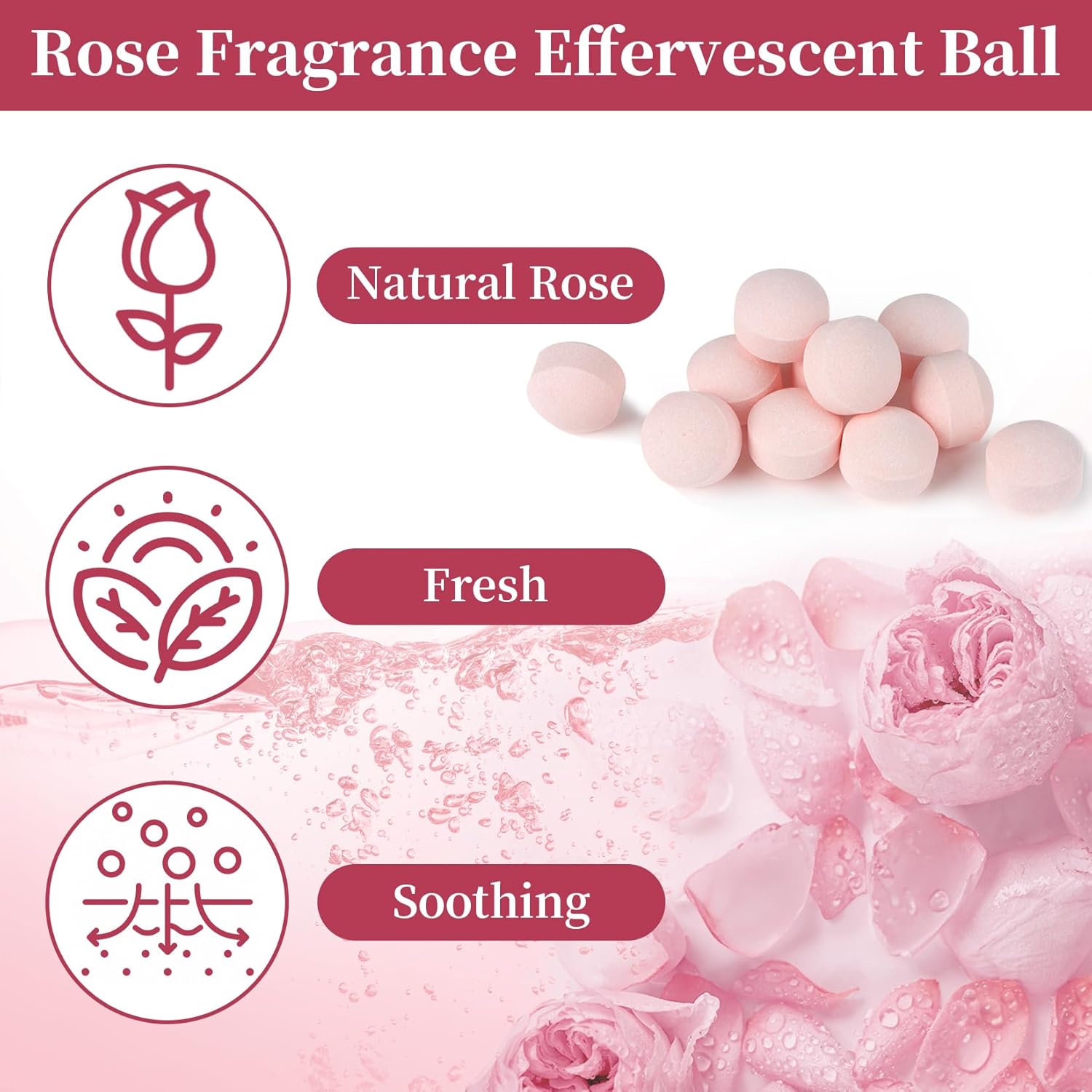 Manicure Spa Balls 8oz -Rose Soak Balls Moisturizing Tablets Cuticle Soften Bombas Efervescentes Para Pedicure Spa Nail Supplies Tools for Hand Soak Pedicure Soak Nail Care Nail Salon（80count）