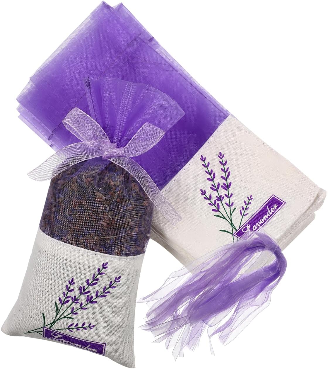 Lavender Sachet Bags: 30Pcs Empty Sachets Bag, Flower Printing Fragrance Gauze Pouches for Buds Lagerung