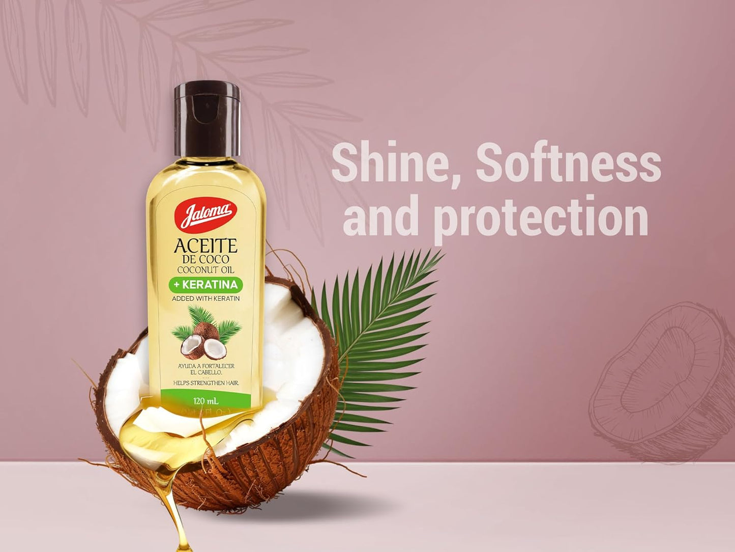 Jaloma Coconut Oil with Keratin to Help Strengthen Hair, 2 Pack, 4 Oz Each Bottle