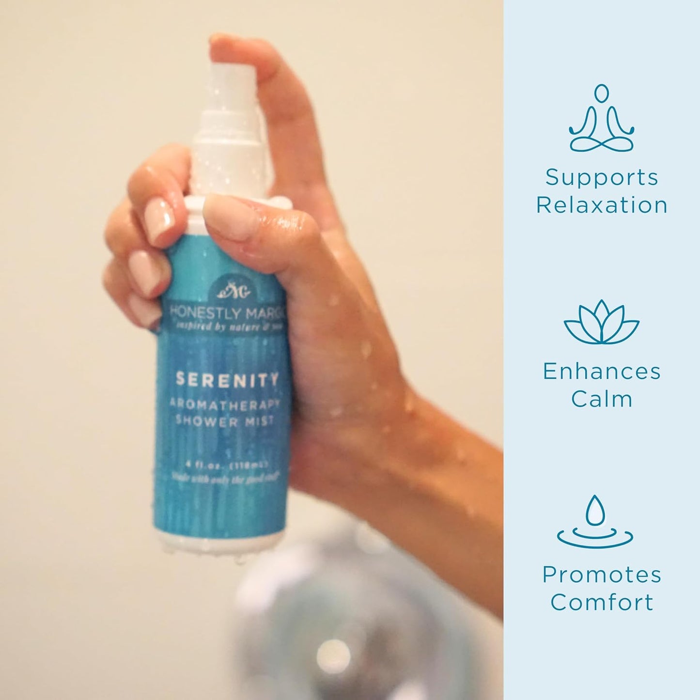 Honestly Margo Aromatherapy Shower Mist Spray Eucalyptus (4 Fl Oz, Pack of 1) – Wellness Spray with Essential Oils for Shower Steam, Personal Space Mist – Cruelty-Free Body Care & Bath Products