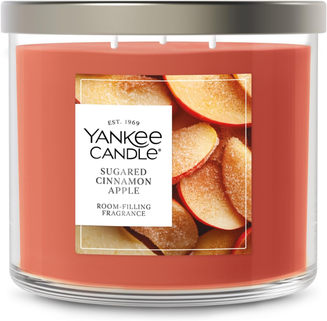 Yankee Candle Sugared Cinnamon Apple, Scented Candle, 14.5oz 3-Wick Candle Jar with up to 40 Hours Burn Time