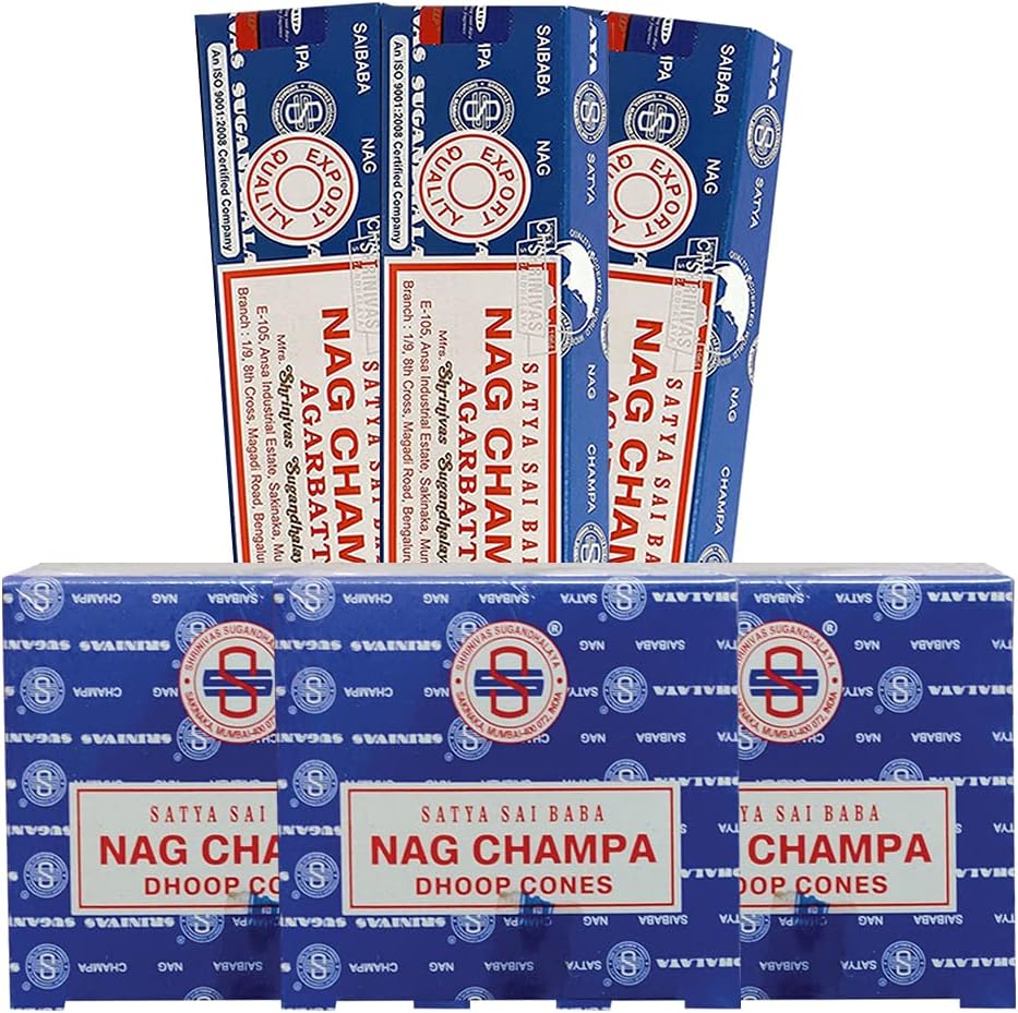Nag Champa Incense Sticks and Nagchampa Incense Cone Variety Pack Bundle Insence-Sticks Insence Insense Insiensos
