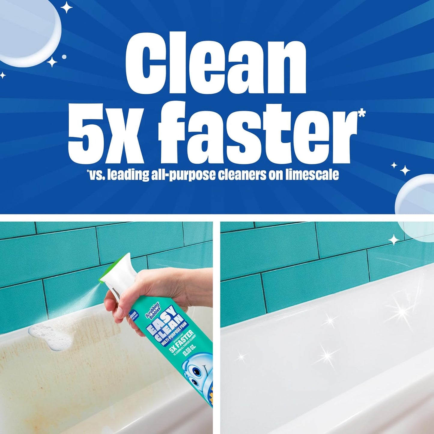 Scrubbing Bubbles Easy Clean Foaming Multipurpose Bathroom Cleaner, Continuous Spray Bottle, Fast Acting Foam, 13.58 Ounce (Pack of 2)
