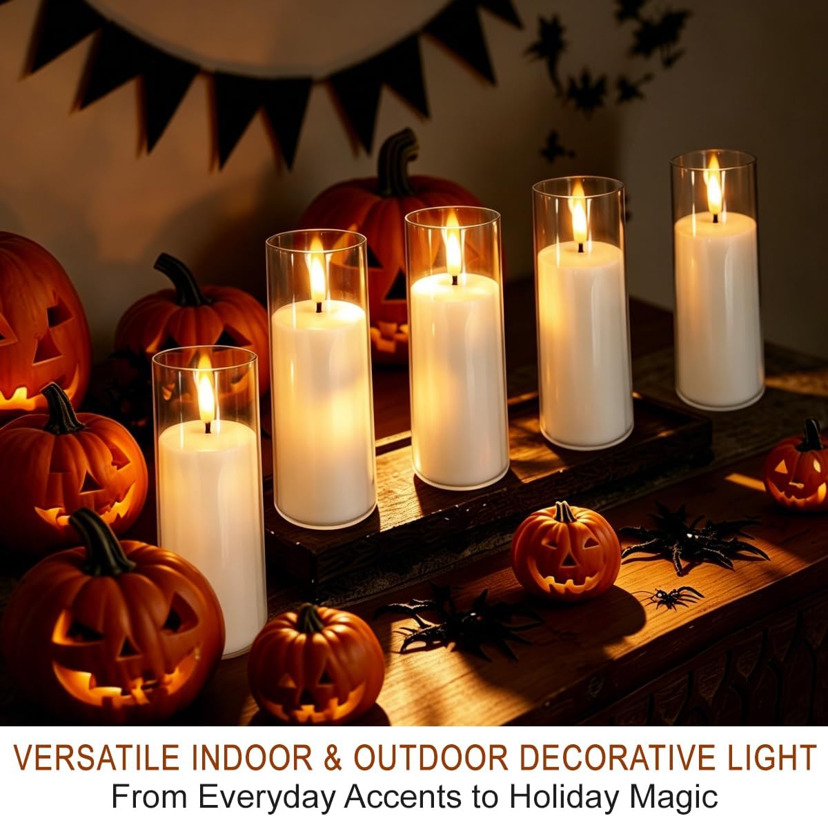 6-Pack 6" White Flickering Candle Lights with 10-Key Remote & Timer - Waterproof LED Flameless Pillar Candles - Battery Operated Outdoor Decorative Lights - Festival Party Home Decoration