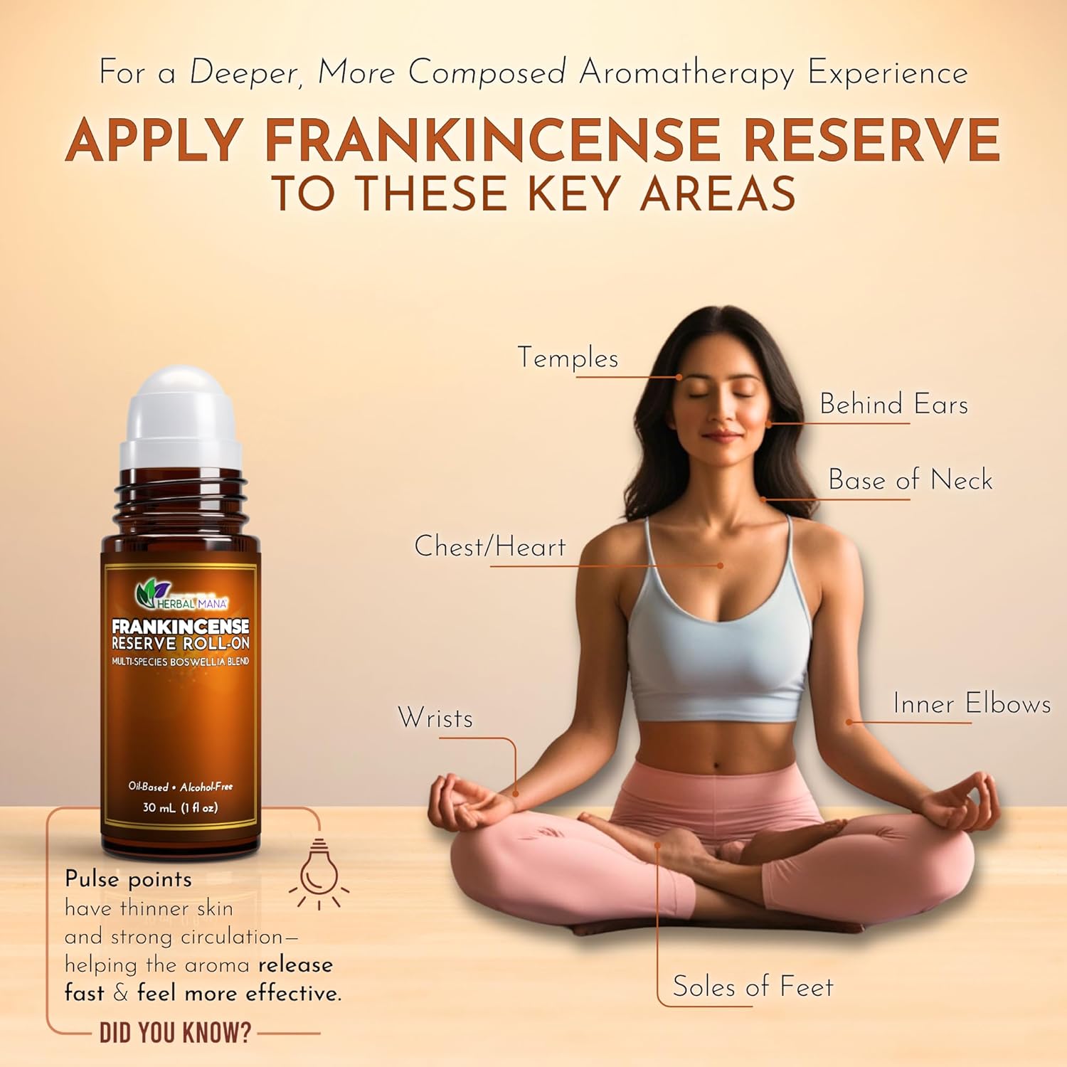 Frankincense Reserve Essential Oil Roll-On, 30mL (1 fl oz) – Deep Resin Blend with CO2 Extracts – Pre-Diluted in Fractionated Coconut Oil (FCO) – Oil-Based, Alcohol-Free Aromatherapy Roller