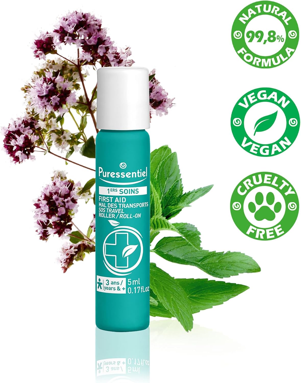 Puressentiel SOS Travel Sickness Roller - Essential Oils Roll-On for Motion Sickness - Calming Agents Suitable for Children - No Synthetics - 0.17 oz