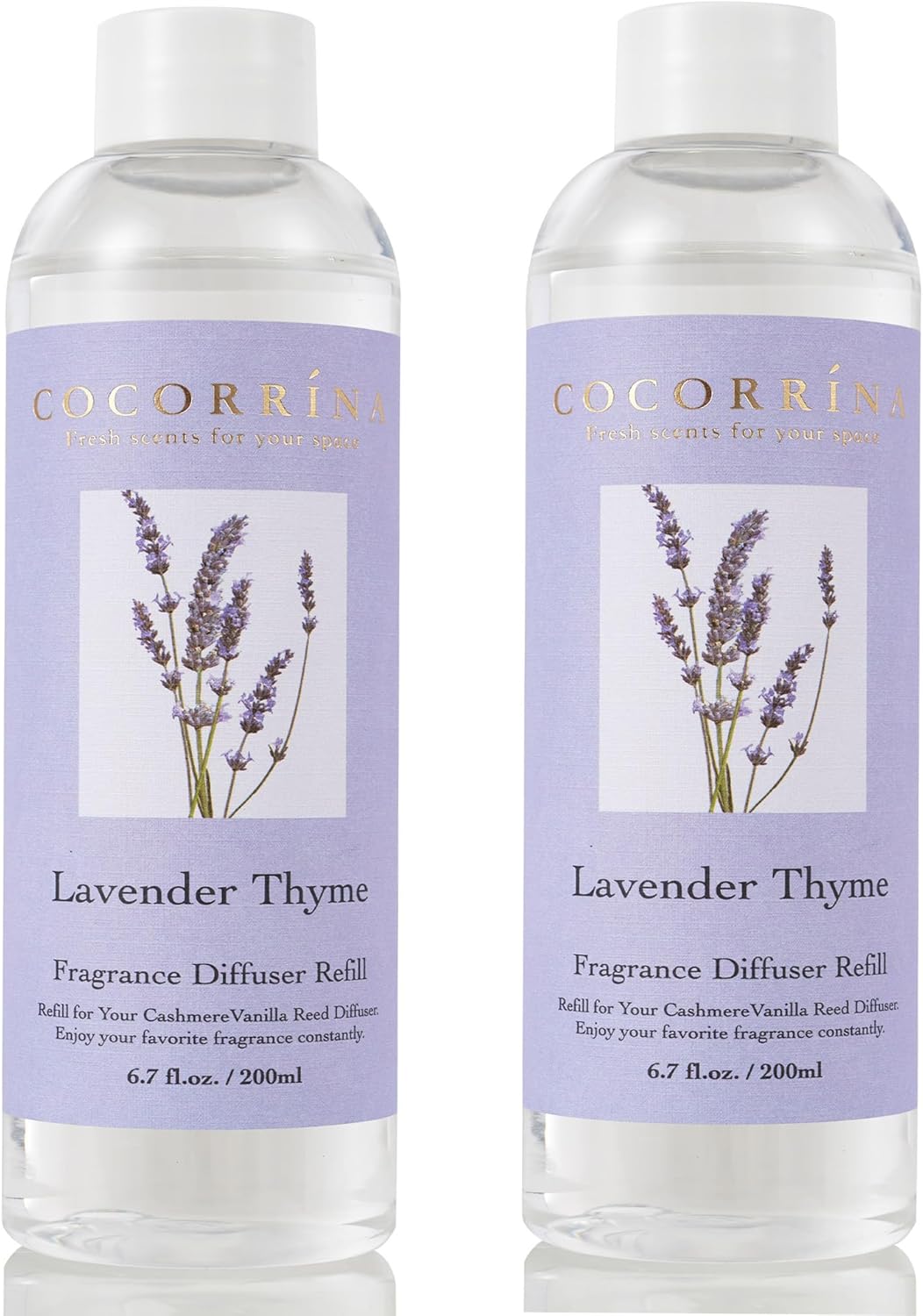 Cocorrína Reed Diffuser Refill - Lavender Thyme 6.7 oz / 2 Packs Reed Diffuser Oil Refill