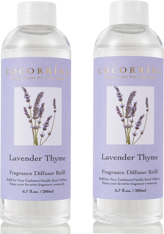 Cocorrína Reed Diffuser Refill - Lavender Thyme 6.7 oz / 2 Packs Reed Diffuser Oil Refill
