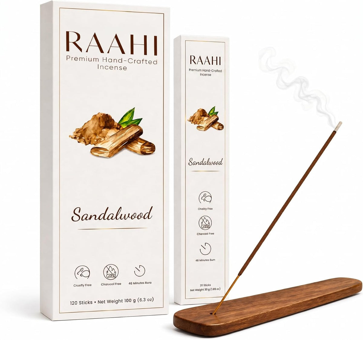 RAAHI Sandalwood Incense Sticks with Holder