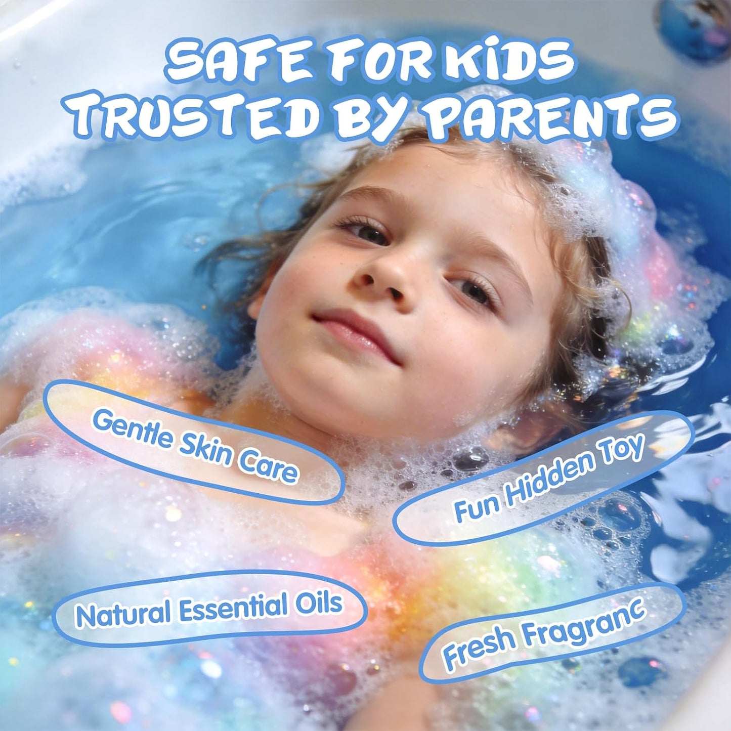 Bath Bombs with Toys Inside for Kids Toddler 1-3 Fizz Bathbombs Surprise Natural Organic Bubble Balls Boys and Girls Gifts Bulk Beads Foam Bubbly Ocean Burbujas para Bañera Niños