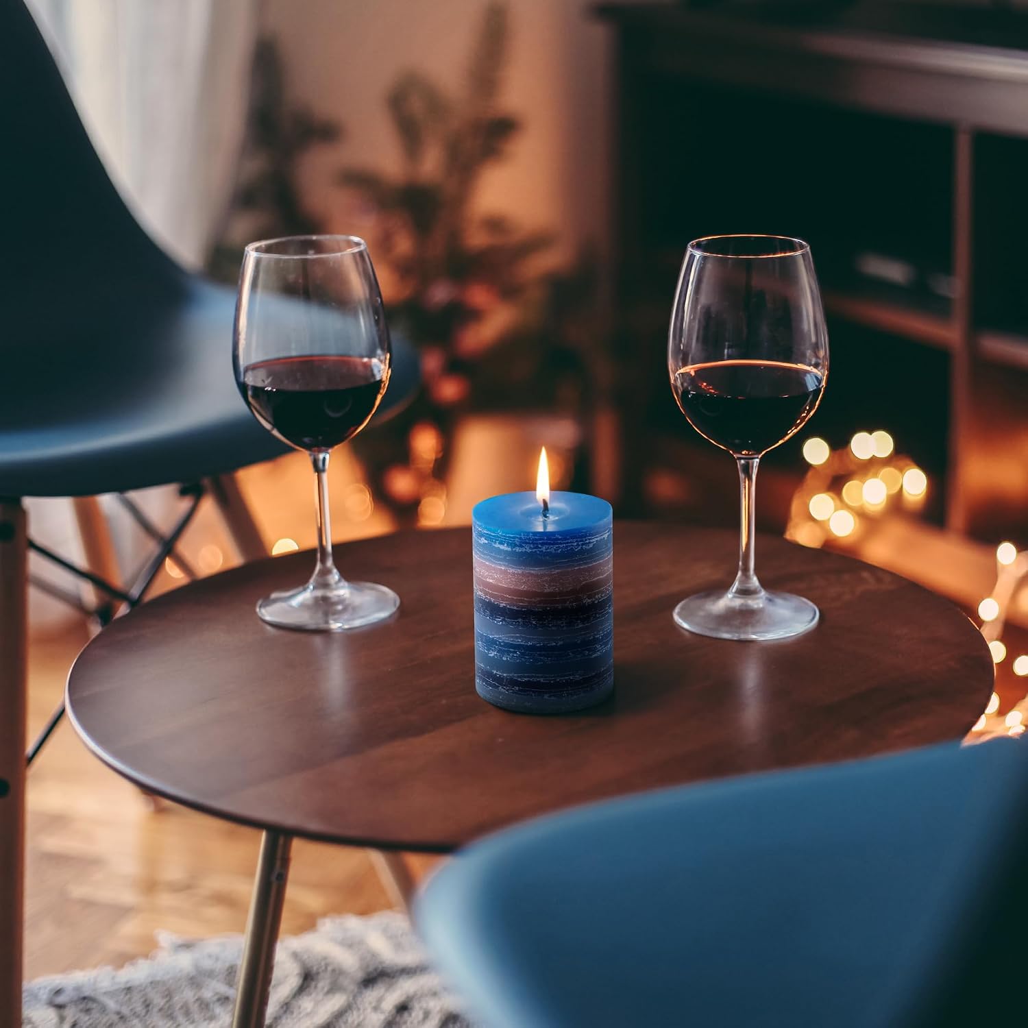CraftyCrocodile Decorative Scented Pillar Candle - Handcrafted Navy Blue Candles with Cotton Wick, Smokeless for Spa, Aromatherapy, Home, Wedding - 40 Hour Burn Time - 3" W x 4" H