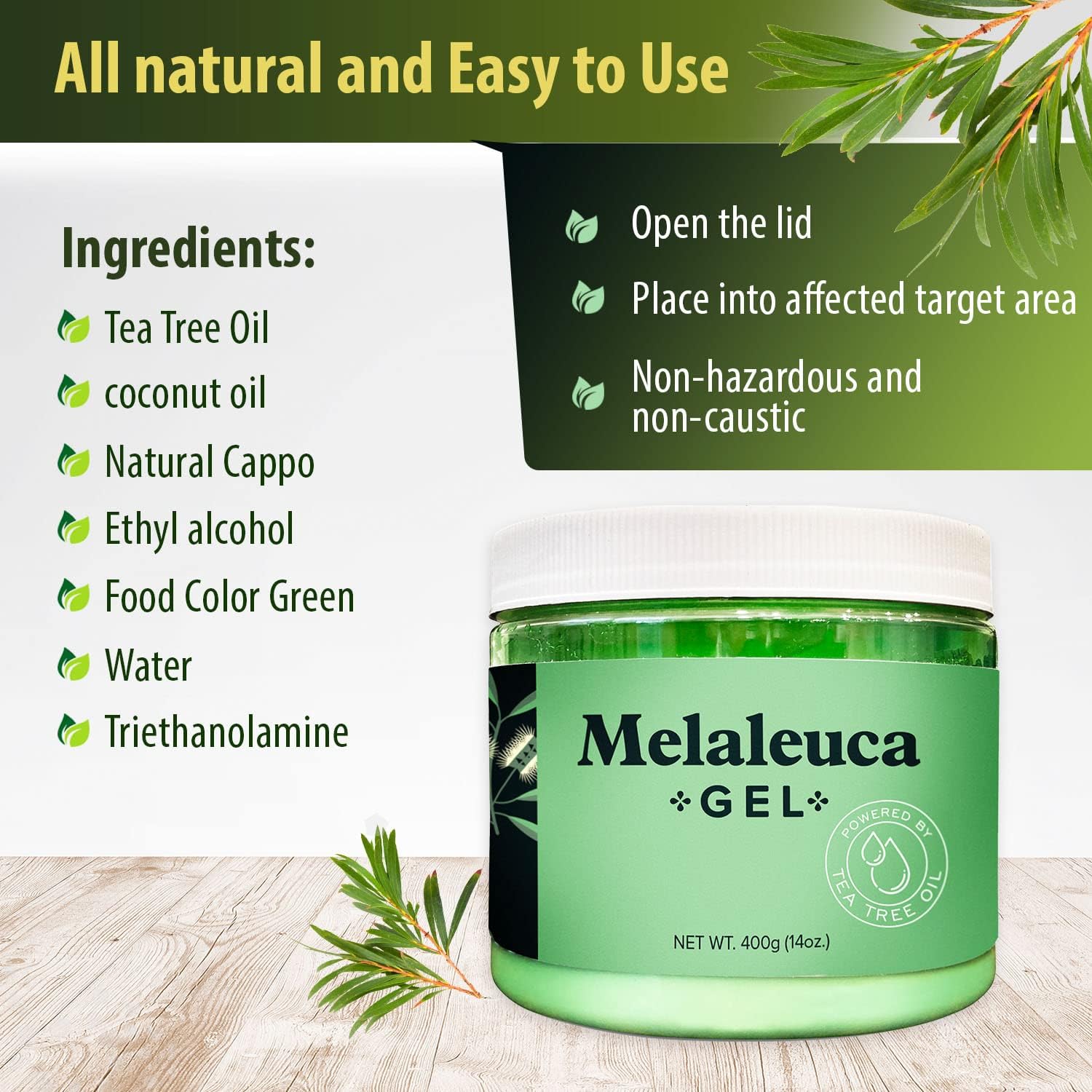 Melaleuca Gel All Natural Odor Eater with 100 Percent Australian Tea Tree Essential Oil that naturally cleans the air of allergens. Clean air in moist basements, RV's, Boats, and more (28 oz)