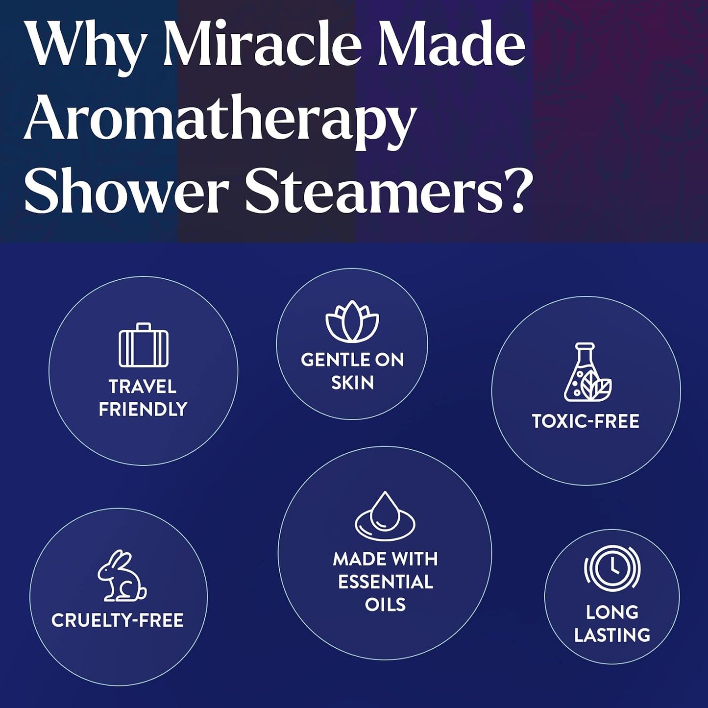Miracle Made Lavender Aromatherapy Shower Steamers – Essential Oil Scented Shower Bombs for Relaxing, Calming Self-Care – 15 Shower Melt Tablets