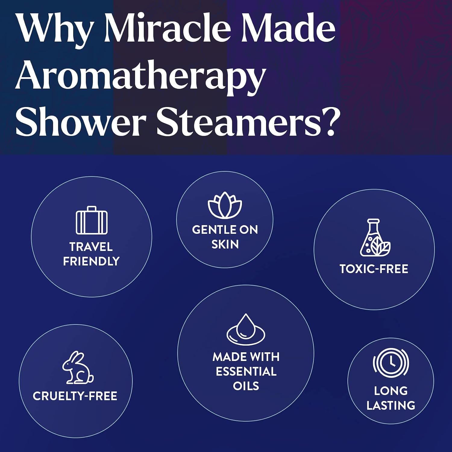 Miracle Made Lavender Aromatherapy Shower Steamers – Essential Oil Scented Shower Bombs for Relaxing, Calming Self-Care – 15 Shower Melt Tablets