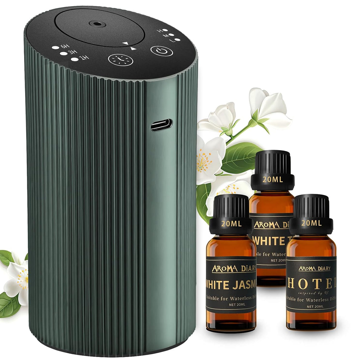 Waterless Essential Oil Diffuser Starter Kit with 3 x 20mL Essential Oil