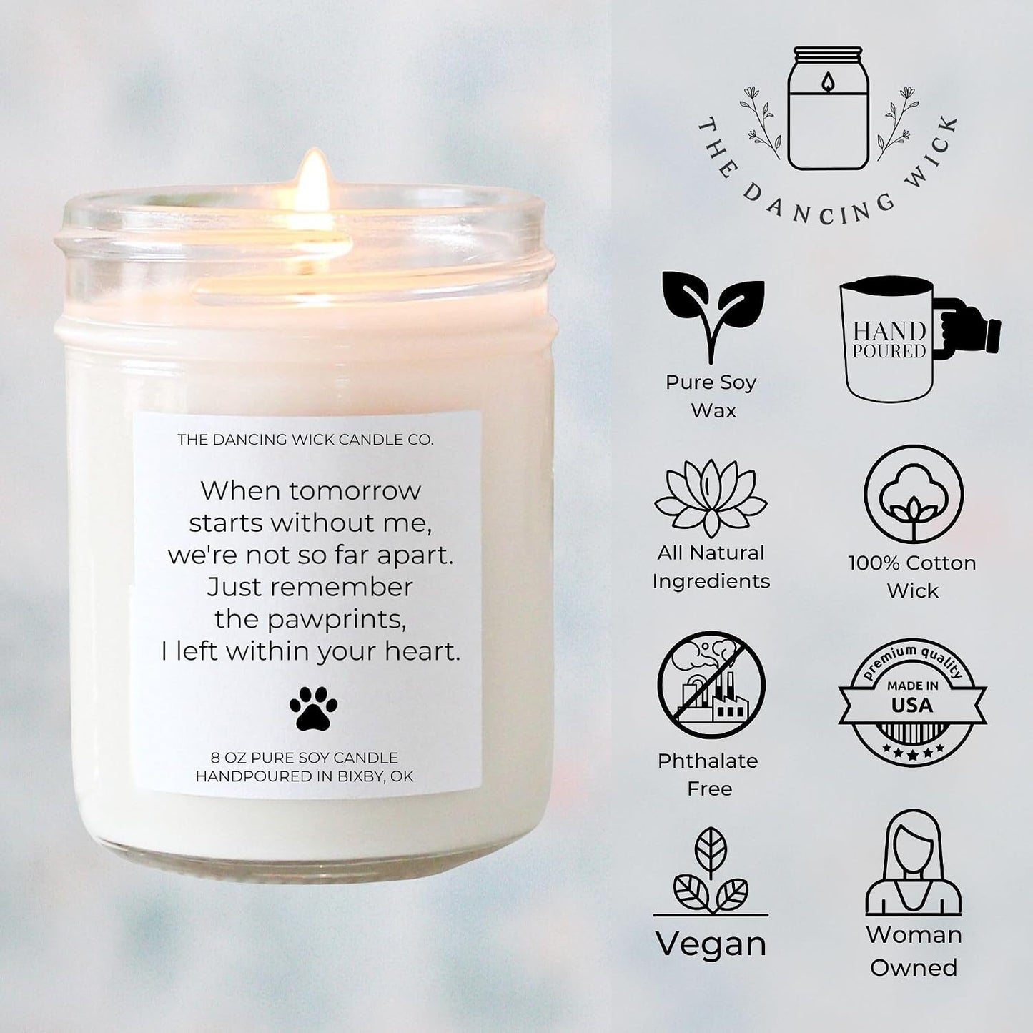 – Pet Memorial Candle Gift – Lavender Vanilla Scented Soy Wax – Remembrance for Pet Loss, Dog Sympathy Gift – 8 oz, Hand-Poured – Made in the USA (Pet Memorial)