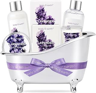 Gift Set for Women Body & Earth Gifts Set Lavender Gift Baskets For Women Bath Sets with Bubble Bath Body Lotion Scented Candle Mother‘s Day Gifts for mom