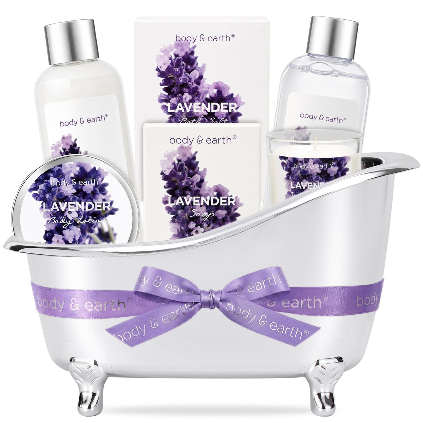 Gift Set for Women Body & Earth Gifts Set Lavender Gift Baskets For Women Bath Sets with Bubble Bath Body Lotion Scented Candle Mother‘s Day Gifts for mom