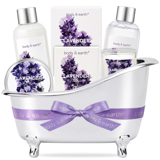 Gift Set for Women Body & Earth Gifts Set Lavender Gift Baskets For Women Bath Sets with Bubble Bath Body Lotion Scented
