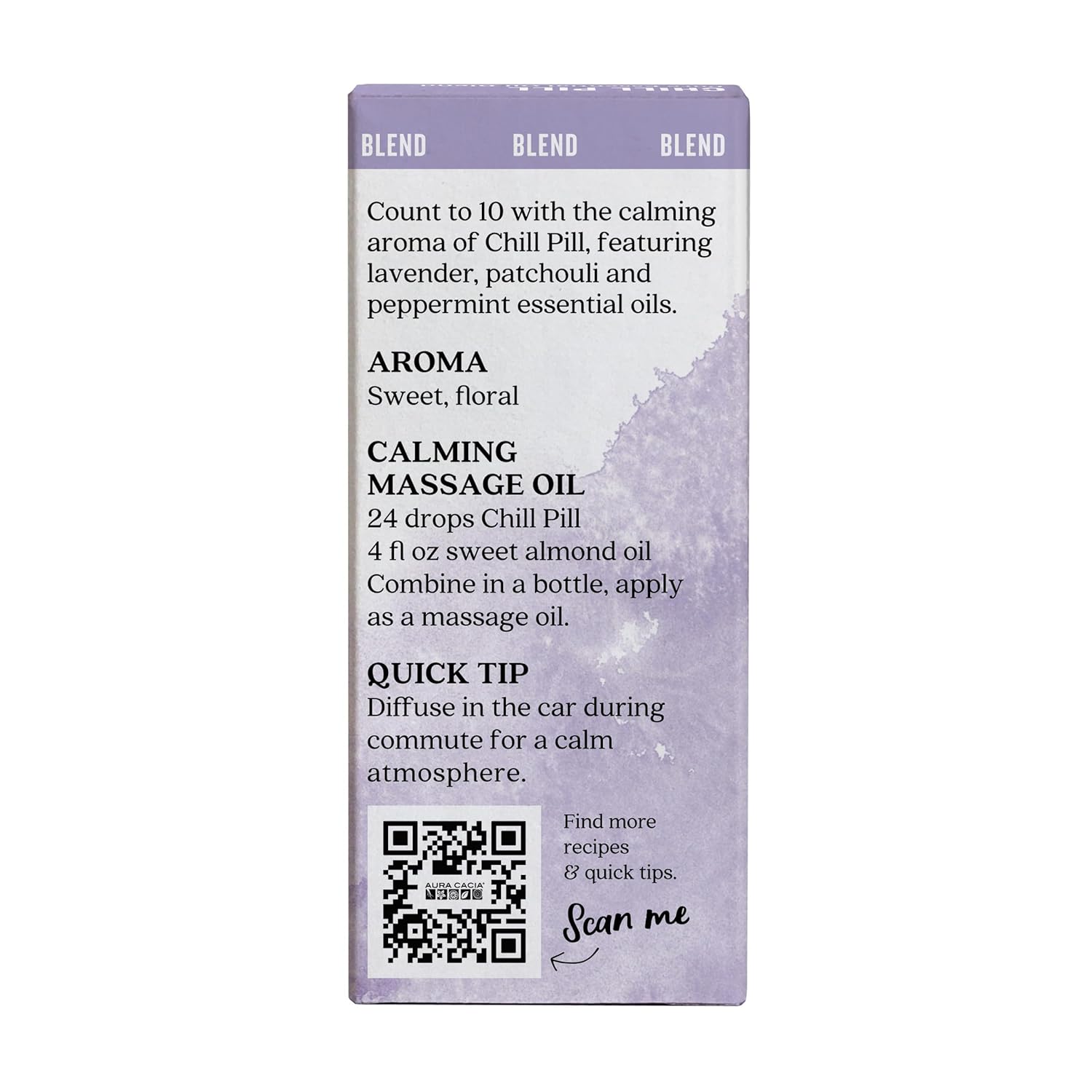 Aura Cacia Chill Pill Essential Oil Blend, 100% Pure Essential Oils - Aromatherapy for Diffusers, Relaxation, Massage | 0.5 Fl Oz (Pack of 1)